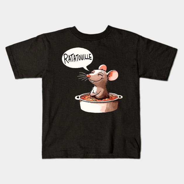 Ratatouille Rat Design Kids T-Shirt by DoodleDashDesigns